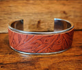 Tooled leather bangle