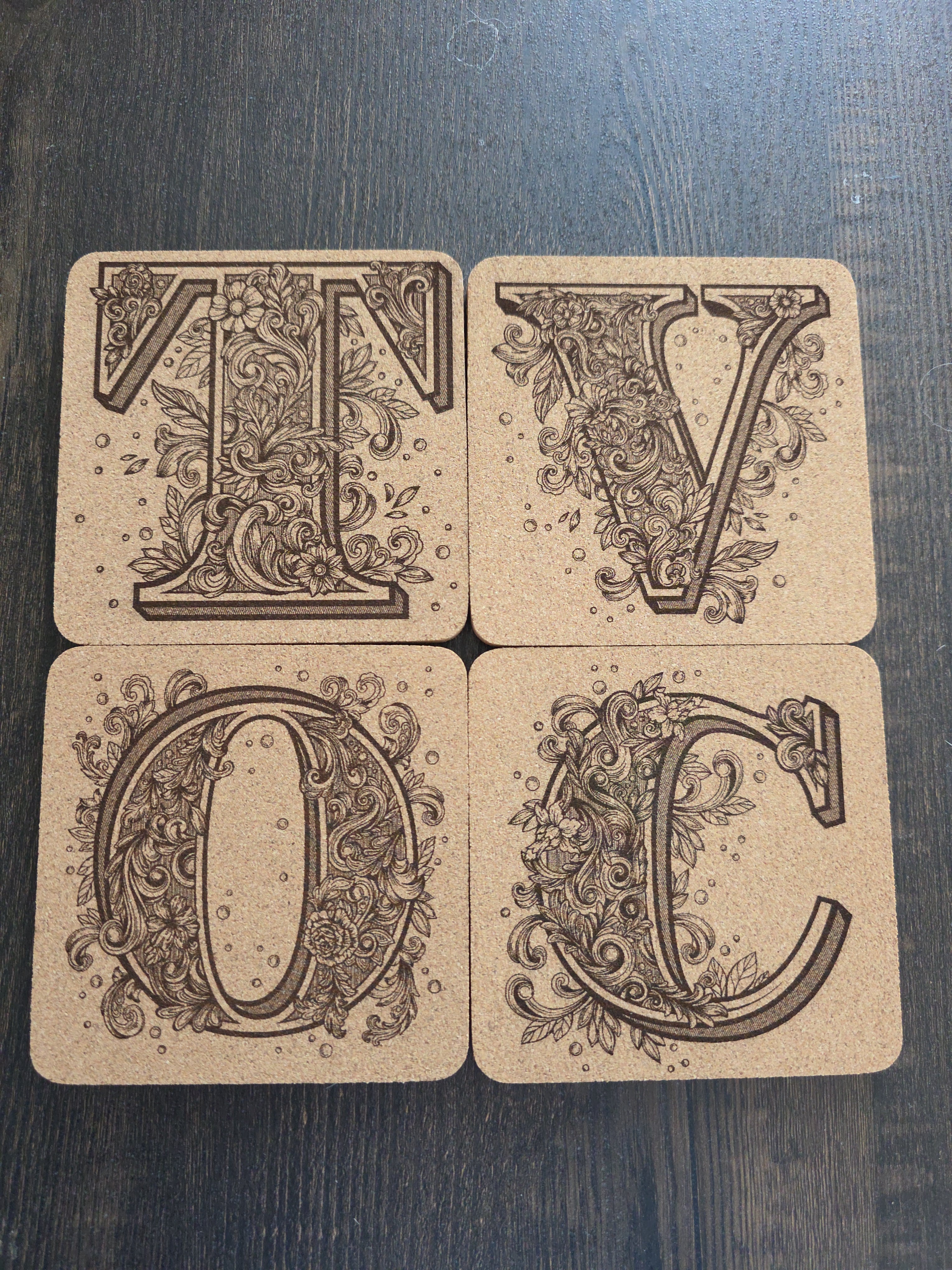 Engraved Cork Coaster Set