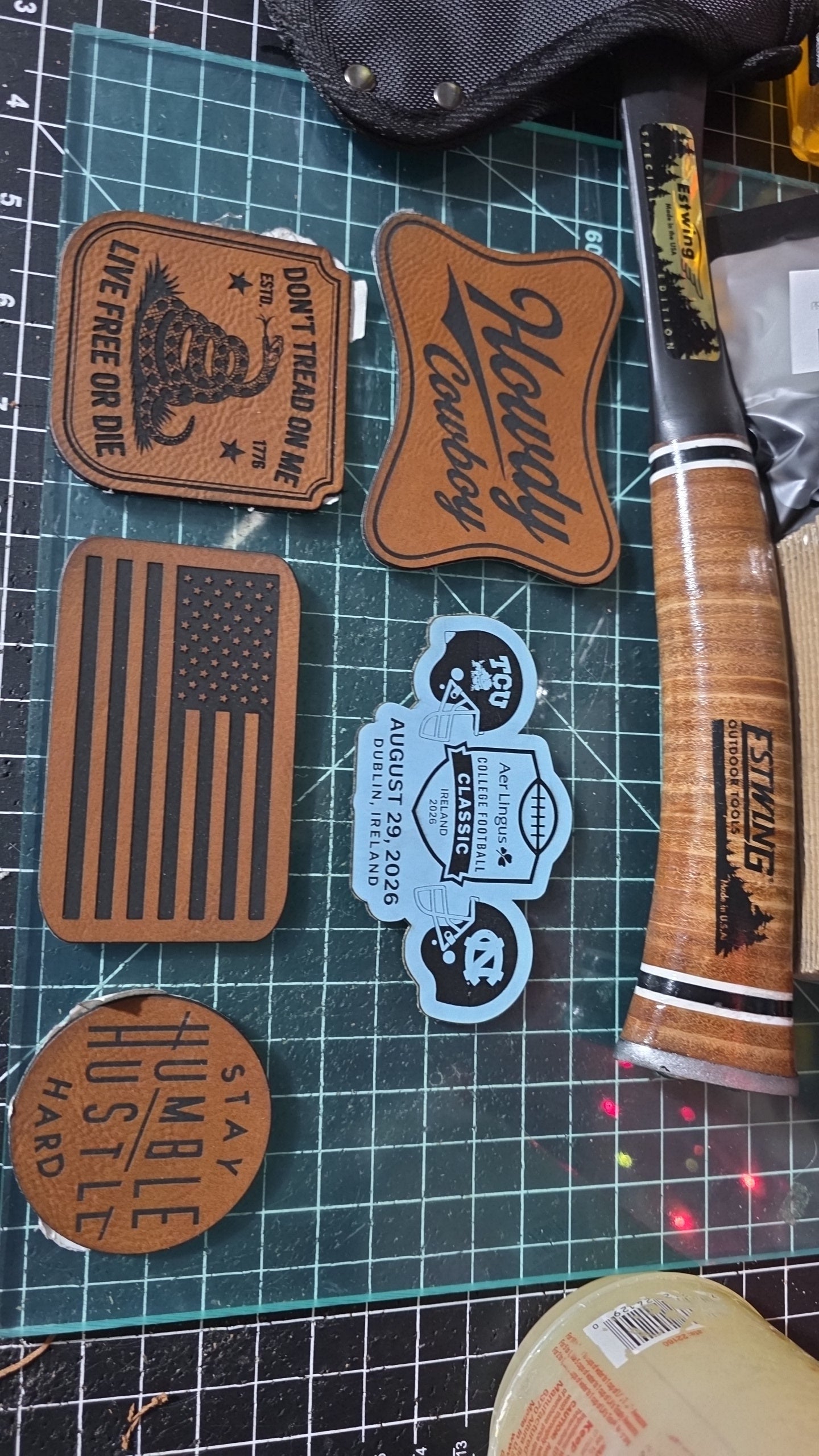 Engraved Leatherette Patches (Adhesive Backed - Iron On)