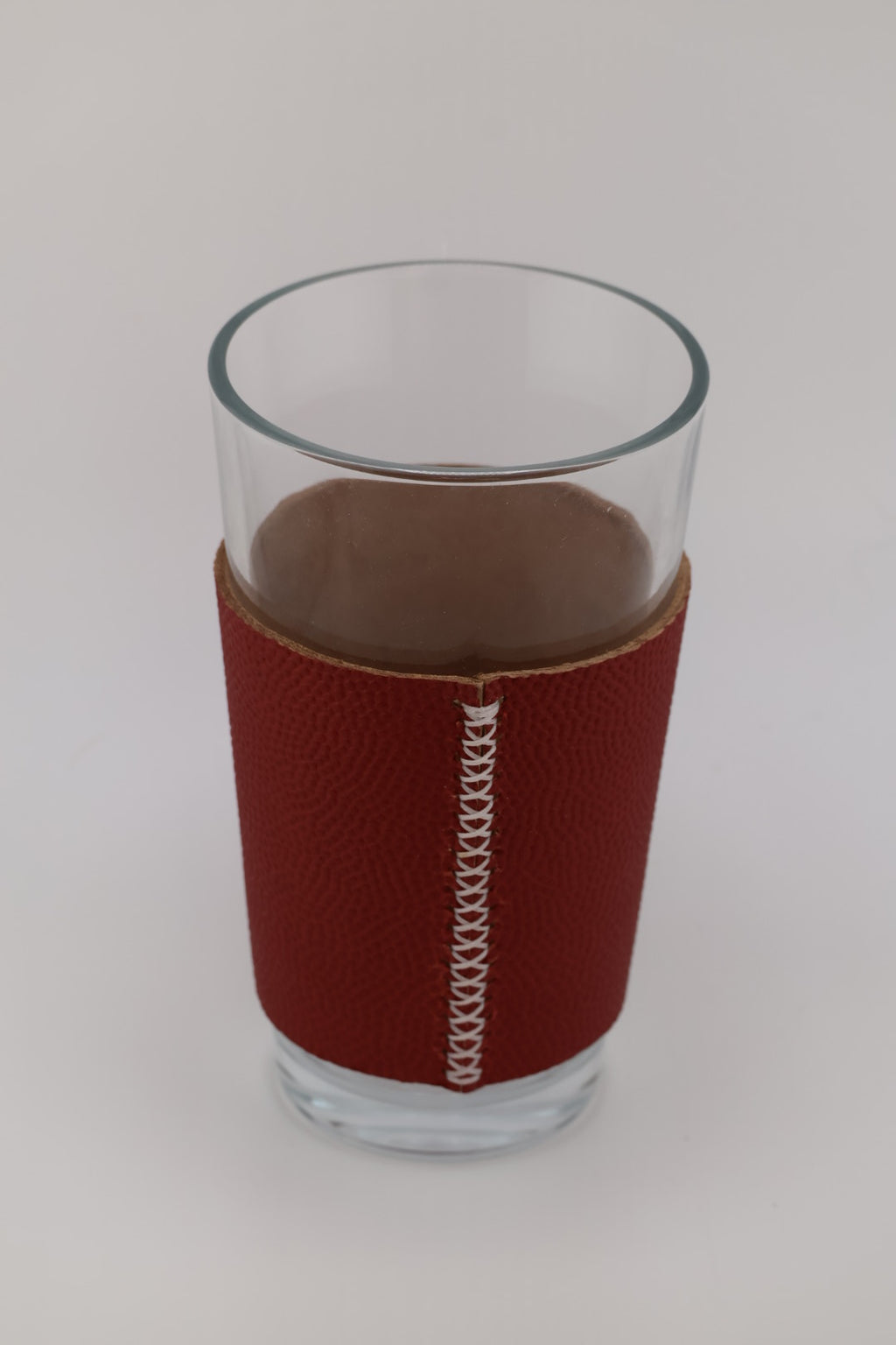 Horween Authentic Football Leather wrapped pint glass
