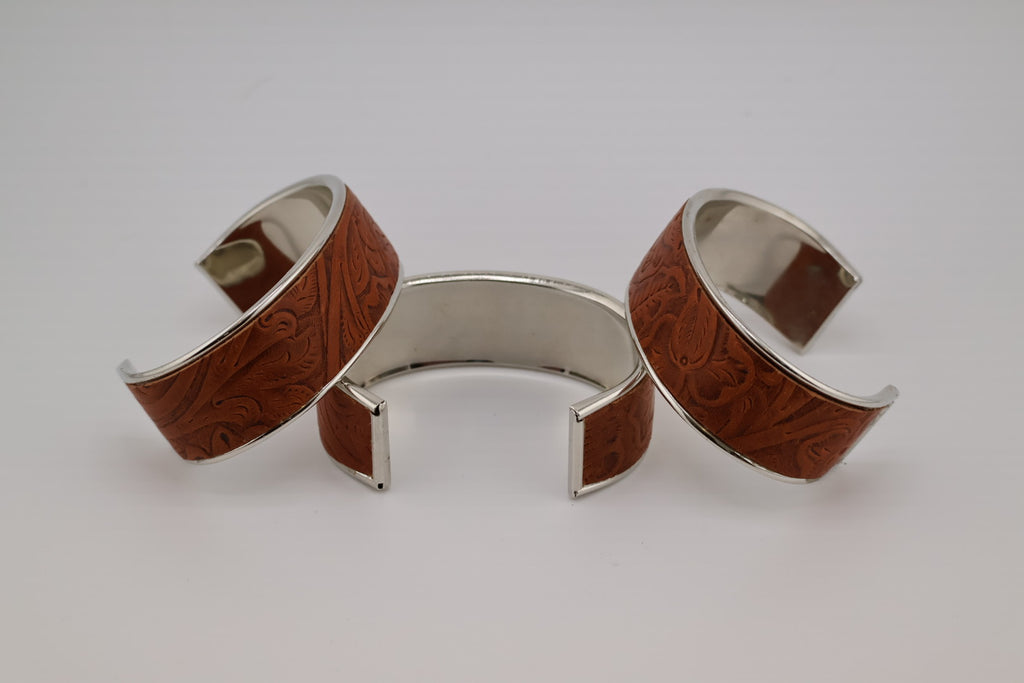 Tooled leather bangle