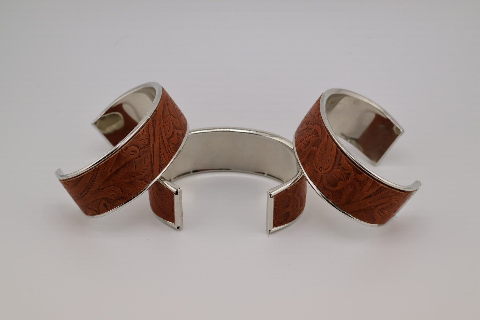 Tooled leather bangle